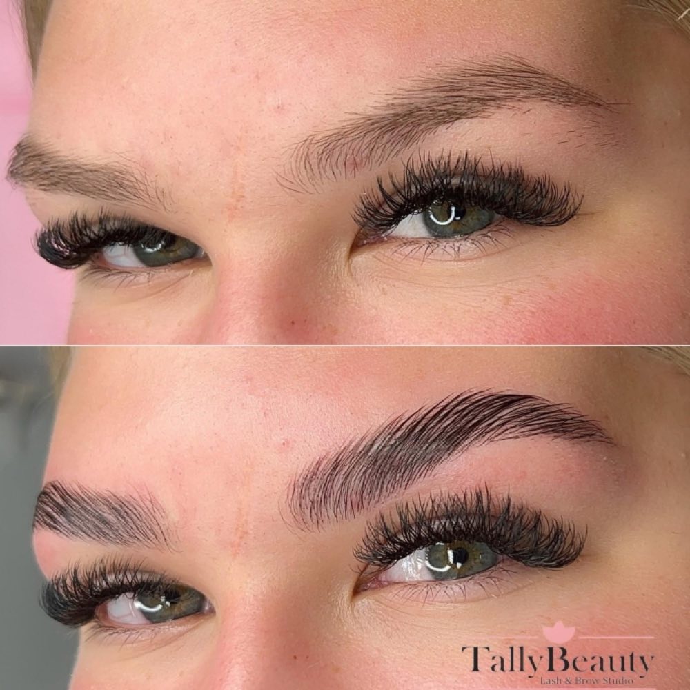 Brow Lamination before and after at Tally Beauty