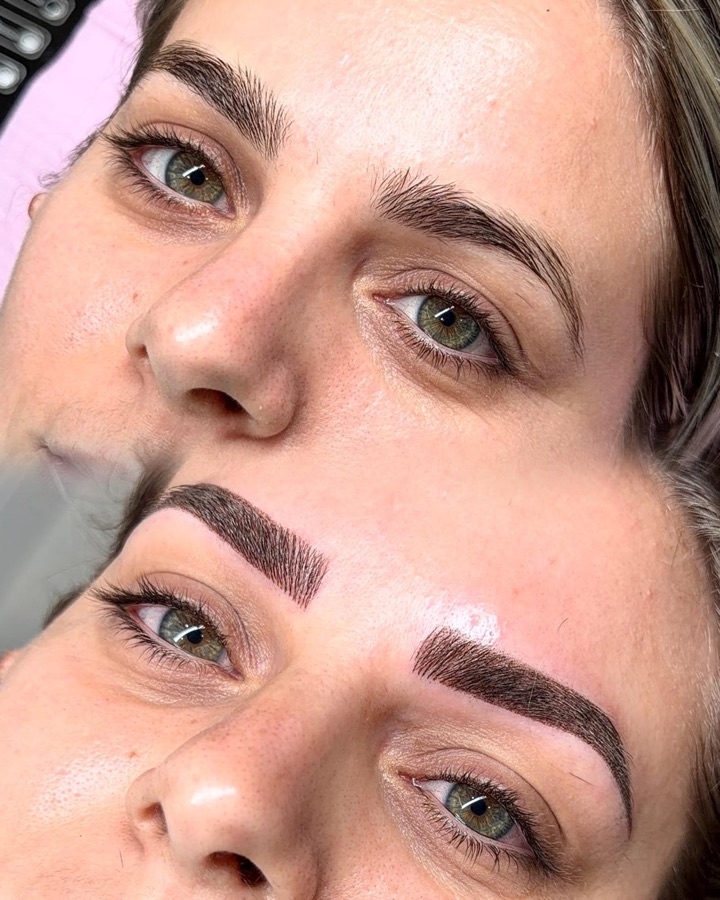 Ombré Brows before and after, done at Tally Beauty