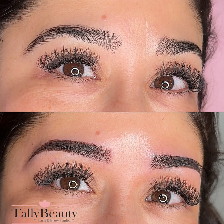 Powder Brows before and after, done at Tally Beauty